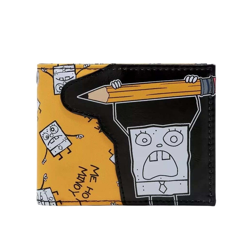Hot Topic Men's SpongeBob SquarePants Doodle Bob Bi-Fold Wallet One Size NWT